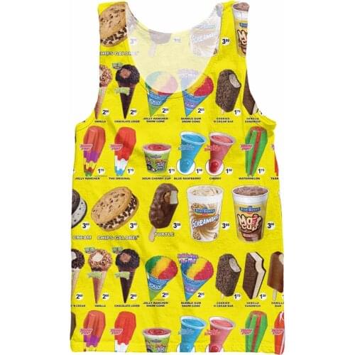 Trucked Tank Top Ice Cream Truck Tank Vest Casual Tops Hip Hop Fashion Clothing Tees Summer Style Jersey Shirt For Women Men