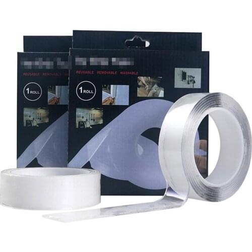 2019 Hot Sale Reusable Double-Sided Adhesive Nano Tape Washable Traceless Removable Sticker Invisible Gel Tape 1/2/3/5m
