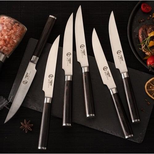 YARENH Steak Knives Set Kitchen Knife - German 1.4116 Stainless Steel Cutting Tools - Meat Slicer Cutlery With Pakka Wood Handle