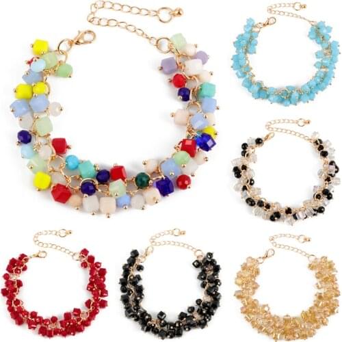 Bohemian DIY Gold Chain Crystal Bead Bracelets Set For Women Girls Fashion Handmade Wrap Friendship Charm Bracelet Bangles 2019