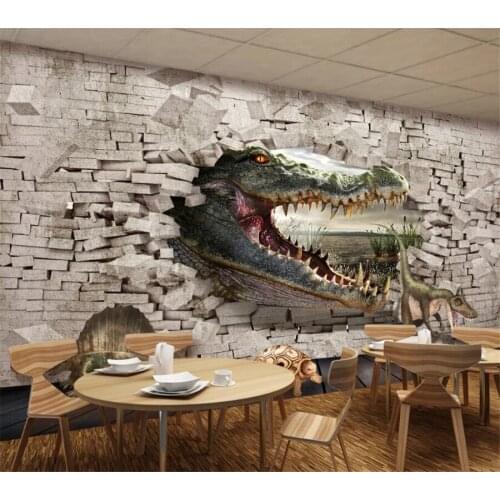 Beibehang Mural custom wallpaper crocodile dinosaur turtle 3D stereo painting background wall painting home decoration