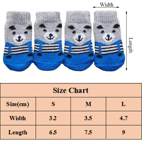 4pcs Warm Puppy Dog Shoes Sock Soft Comfortable Pet Knits Socks Cute Cartoon Anti Slip Socks Dog Socks Wholesale Hot Sale