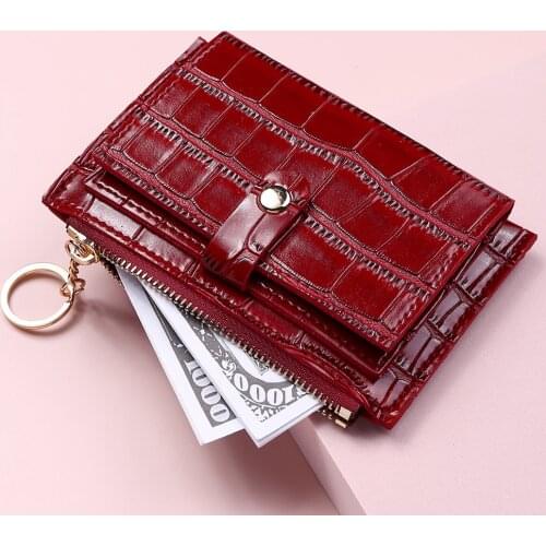 Newest Small Wallet Stone Pattern Card Holders Women Fashion PU Leather Designer Zipper Ultra Thin Girls Female Mini Coin Purse