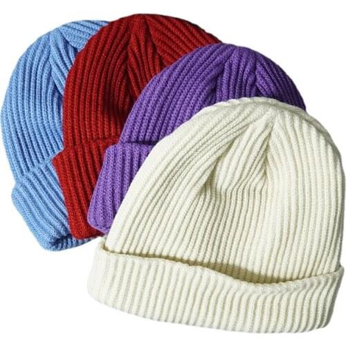 2021 New Warm Knitted Caps Skullies Beanies Hats Ski Winter Women Solid Color Hat Fashion Men Thick Beanie Dad