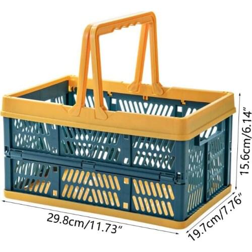 Plastic Folding Storage Organizer Box Basket Kitchen Save Gadgets Collapsible Crate With Handles Container Easy Storage