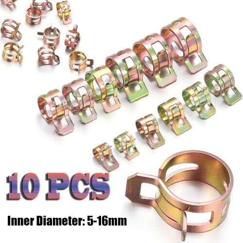 10 PCs 5-16mm Spring Clips Fuel Oil Line Water Hose Clip Pipe Tube Clamp Cooling Systems Fastener Car Truck Parts