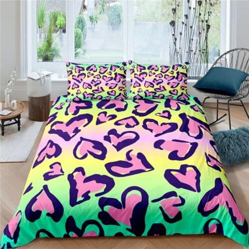 Luxury 3D Heart Print 2/3Pcs Adult Bedding Set Comfortable Duvet Cover Pillowcase Home Textile For Couple Queen and King Size