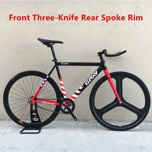 GRAY Fixed Gear Bicycle TEAM Aluminum Alloy Frame Flat Spokes Wheels Muscle Single Speed Bike One-piece Molding Magnesium Rims