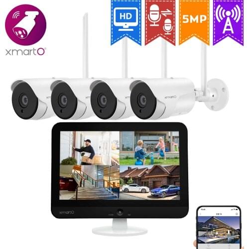 XMARTO 2K HD 1296/1080P CCTV Smart Home Camera System With 5MP12.5Inch IPS Screen NVR,Night Vision, 2-Way Audio, Human Detection