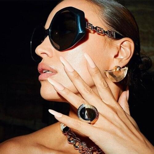 Classic Design Hexagon Shades Sunglasses Women Men Vintage Oversized Sun Glasses for Woman Alloy Glasses Oculos zonnebril dames