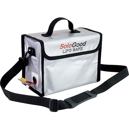 SoloGood Portable Fireproof Explosion-Proof Lipo Battery Safety Bag Airforth Silver for RC Vehicle Airplane Helicopter Batteries