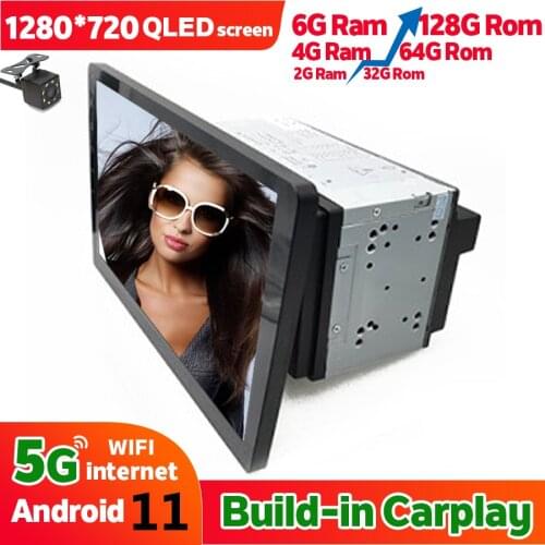Android 11 IPS Touch Screen Rotatable 1 Din Universal Car Radio Stereo GPS Navigation Multimedia Video Player 6GB RAM 128GB ROM