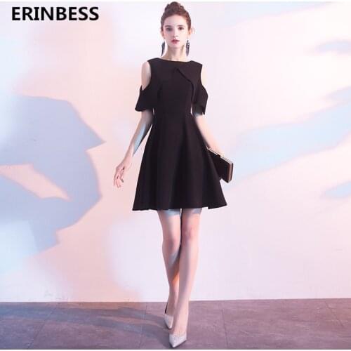 Vintage Short Prom Dresses 2020 Vestido De Festa Sexy Scoop Neck Black Prom Dress Above Knee Formal Party A-line Evening Gowns