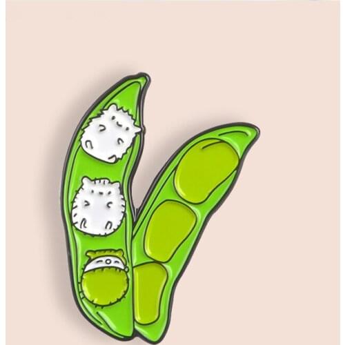 Green Bean Enamel Pin Cute Bean Bugs Badge Brooch Denim Jeans Backpack Plant Jewelry Gift For Friends Kids