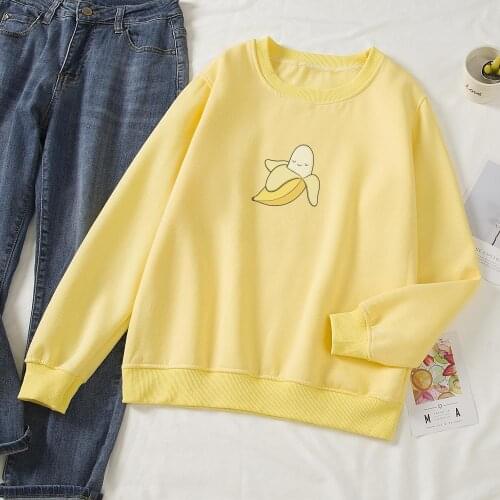 Banana Sweatshirt Women Kawaii Hoodie Harajuku Pullover Hoodie Womens Oversized Cotton Cute Hoodies Graphic Sweatshirts
