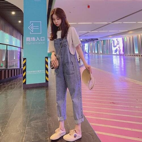 Woman Jeans Pants Denim Suspender Pants Womens Autumn Clothing Loose Jeans Pantalones Vaqueros Mujer