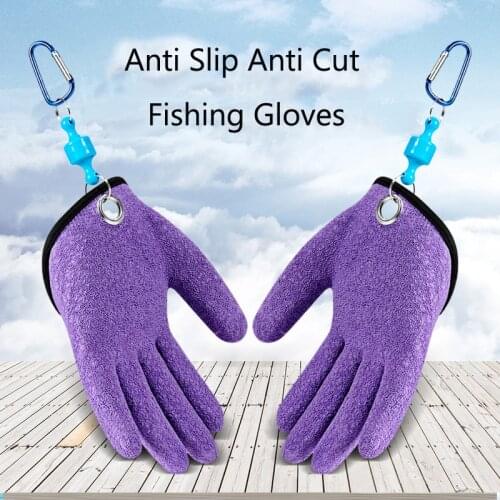 1Pcs Fishing Catching Fish Gloves Anti Slip Anti Cut Protect Hand from Puncture Scrapes with Magnet Release