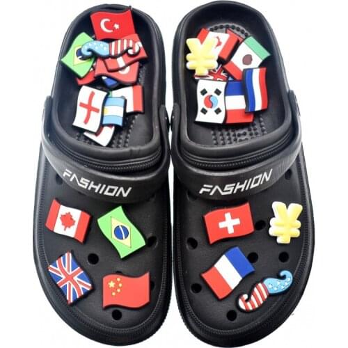 10pcs pvc shoe charms Flags and Currency cabochon craft decoration for croc shoe wrist band