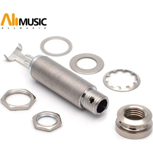 10pcs Stereo 6.35mm 1/4'' Brass Threaded Cylinder End Pin Stereo Jack Output Socket Plug for Guitar Bass Mandolin and Back Cover