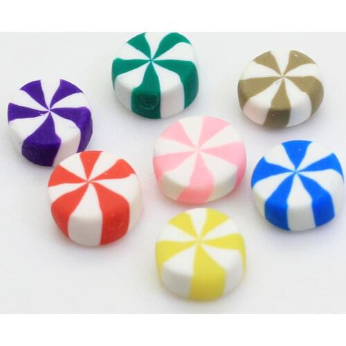 200/100p Cute Round Crafts Polymer Clay Bead Sweet Candy Style 10mm Flat Back Stickers Mix Colors Kawaii for Baby Kdis Craft DIY