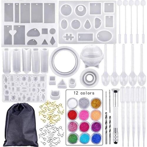 83 Pieces Silicone Casting Molds And Tools Set With A Black Storage Bag For Diy Jewelry Craft Making