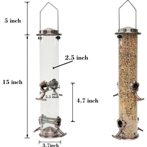 Automatic Bird Feeder Food Bowl Outdoor Vintage Garden Decoration Squirrel-Proof Close Nature Hanging Steel Metal Art Sensation