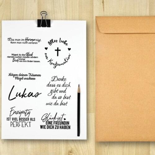 B0KB Blessing Lettering German Wishes Clear Stamps for Card Making Decoration and DIY