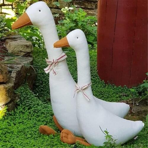 White Cartoon Goose Doll PP Cotton Stuffed Goose Puppet Kid Toy Birthday Christmas Gift Home Ornament Decoration Craft