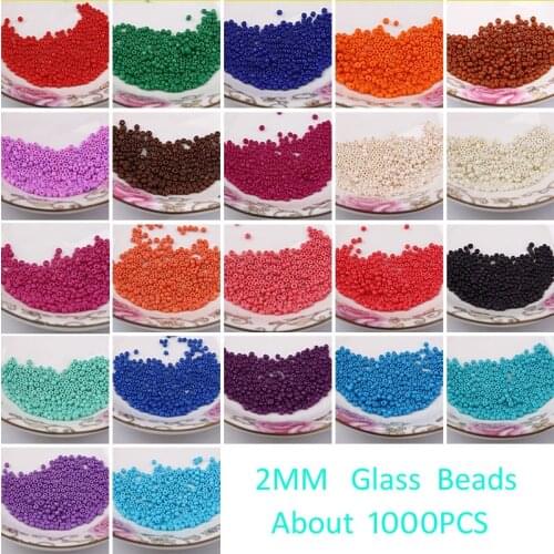 Free Shipping 1000PCS 2mm Czech Seed Spacer Beads transparent beads murano glass beads for jewelry making DIY Pick 21 Colors