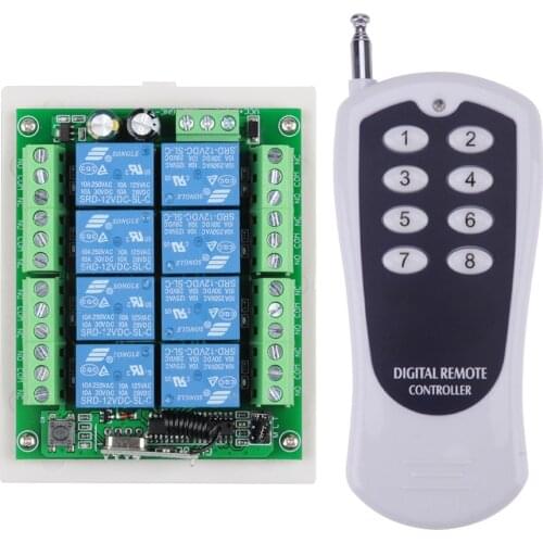 12V 8 CH channel RF Wireless Remote Control Switch & Remote Control System Receiver Transmitter 315/433 8CH Relay