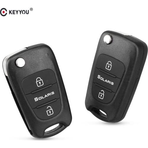 KEYYOU Uncut Brand New 3 Buttons Replacement Car Flip Folding Key Shell Blank Remote Fob Shell Case For Hyundai Solaris