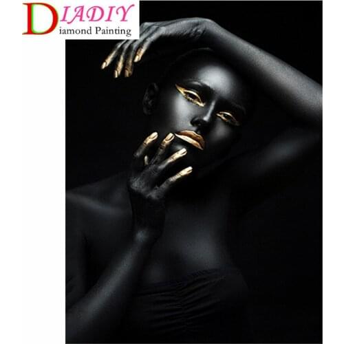 Black White African Woman 5D Diamond Painting Full Cross Stitch Mosaic Abstract Nude Girl Diamond Embroidery Home Room Decor Art