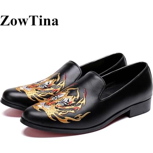 Black Genuine Leather Men Flats Slip On Formal Business Dress Shoes Man Large Size 46 Mocassin Espadrille Male Driving Shoes