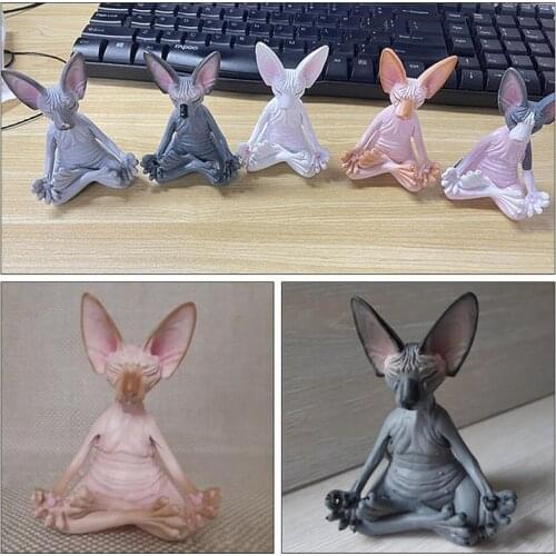 Whimsical Buddha Cat Figurine Meditation Yoga Happy Cat 6x4x8cm Decor Art Sculptures Outdoor Garden Statues Figurines 2021