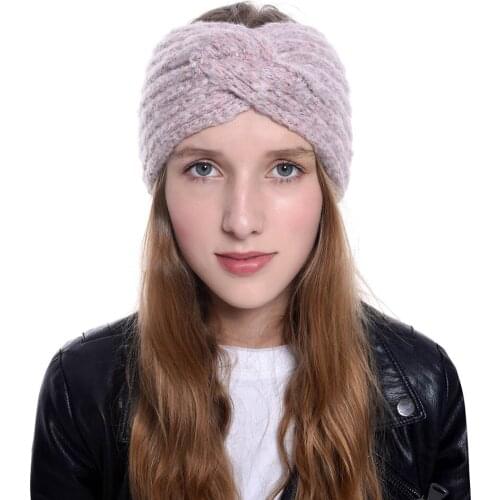 Ladies 5 color soft mohair wool cross hair band ladies autumn winter hair accessories ear warm fashion