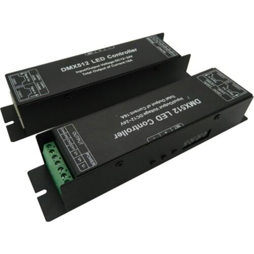DMX 512 Decoder 4 Channel 4A/CH DC 12V-24V Digital Display DMX 512 Led Controller Driver for RGB RGBW Led Strip Lights