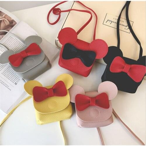 Childrens Shoulder Bag 2020 Cute Mouse Cartoon Female PU Mini Bag Handbag Mini Princess Bag Childrens Gifts Plush Backpack