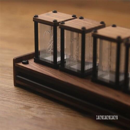 Electric Wooden Beautiful Color RGB Digital Clock Desktop Creative Decoration Ornament DIY Stunning Quasi Glow Tube Clock