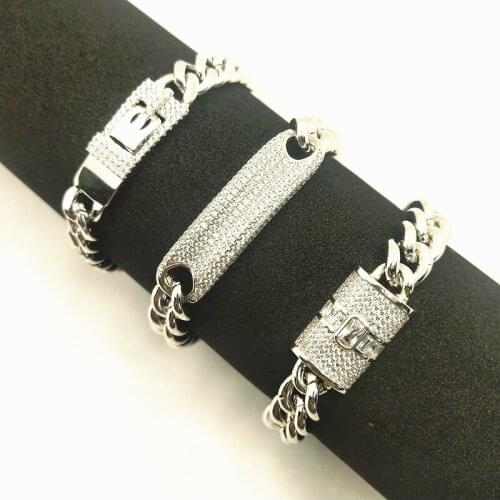 High End Silver Color Punk Cuban Chain Bracelets For Woman Charm Bracelet Fashion Jewelry Christmas Gift Pulseras Zk30