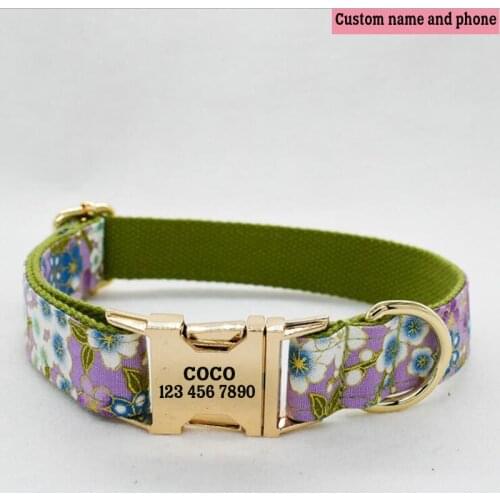 Personalized Dog Collar Leash Set Anti-lost Pet ID Label Customized Nameplate Free Engraving
