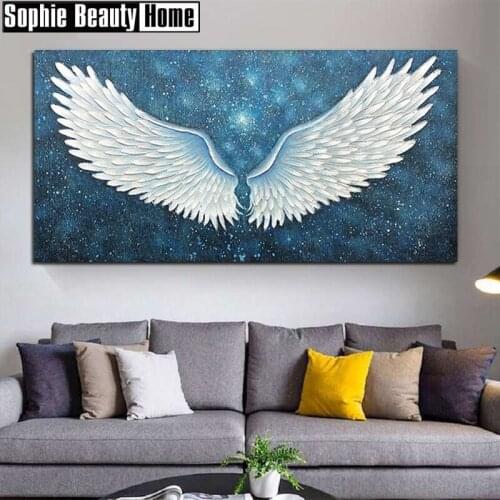 Full Square 5D Diamond Painting Angel wings Wall Sticker 3D Diamond Embroidery Cross Stitch Rhinestone Mosaic Picture 204184