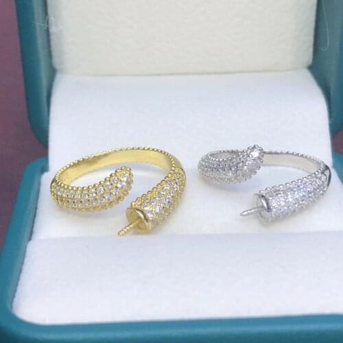 Classical Hot 925 Sterling Silver Adjustable Ring Settings Findings Mountings Parts for Beads Stones Pearls, 5pcs/lot