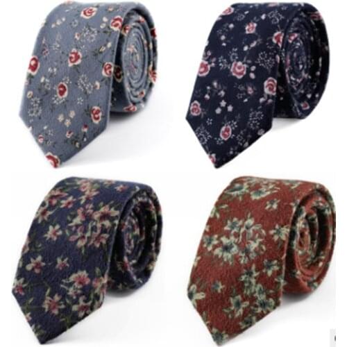 Korean Men Ties Pure Cotton Narrow Versatile Floral Corbatas Para Hombre Formal Professional Business Tie