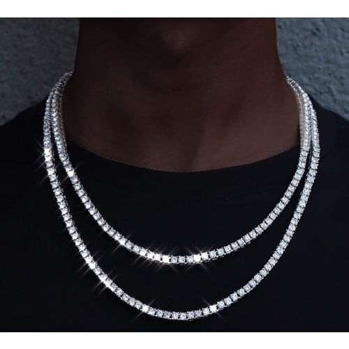 Fashion 1 row Rhinestone mens hip hop Necklace rap singer Necklace ice tennis chain necklace shiny womens Necklace