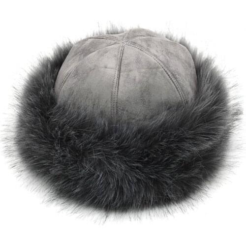 Mongolian Men Women Winter Faux Fur Suede Fluffy Beanie Warm Thick Hat Snow Cap