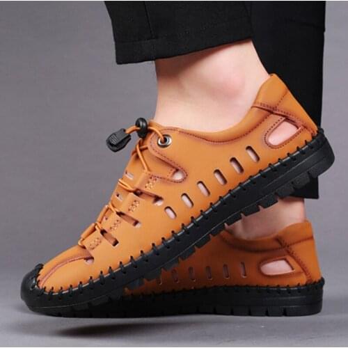 Mens Sandals 2020 New Microfiber Leather Summer Men Loafers Comfortable Outdoor Beach Sandals Slip On Mens Casual Shoes