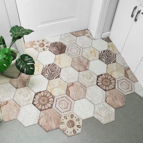 PVC Silk Loop Dust-proof Indoor Outdoor Door Mat Diamond Plaid Check Boho Print Rug Mats Shoes Scraper for Entry Way Area Rugs