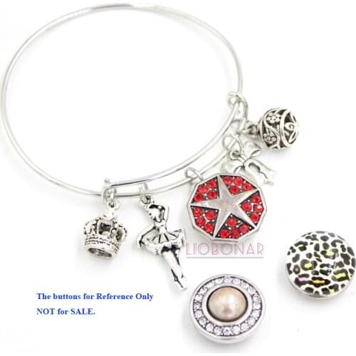 Interchangeable Snap Bracelet Ballerina Ballet Shoes Bracelet Expandable Wire Bangle Women Snap Jewelry pulsera bijoux
