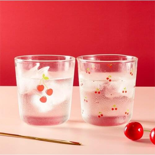 Cherry glass ins home beautiful cute pink girl water cup girlfriend couple cup heat-resistant Cherry Cup