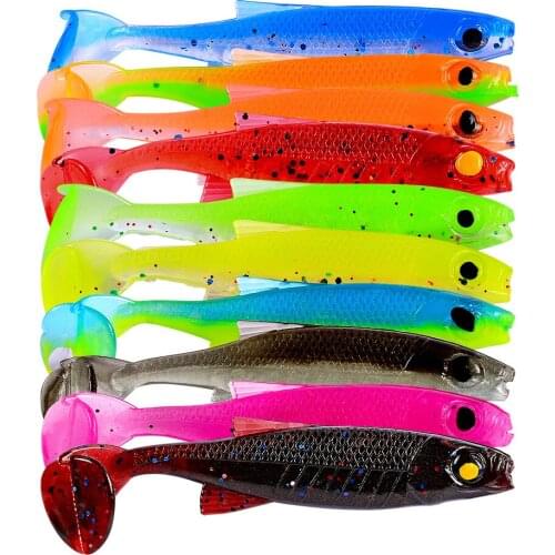 T Tail Soft Simulation Lures 70mm/2.5g Silicone Bait Colorful Carp Artificial Bait 10Pcs Fishing Lures Fishing Tackle